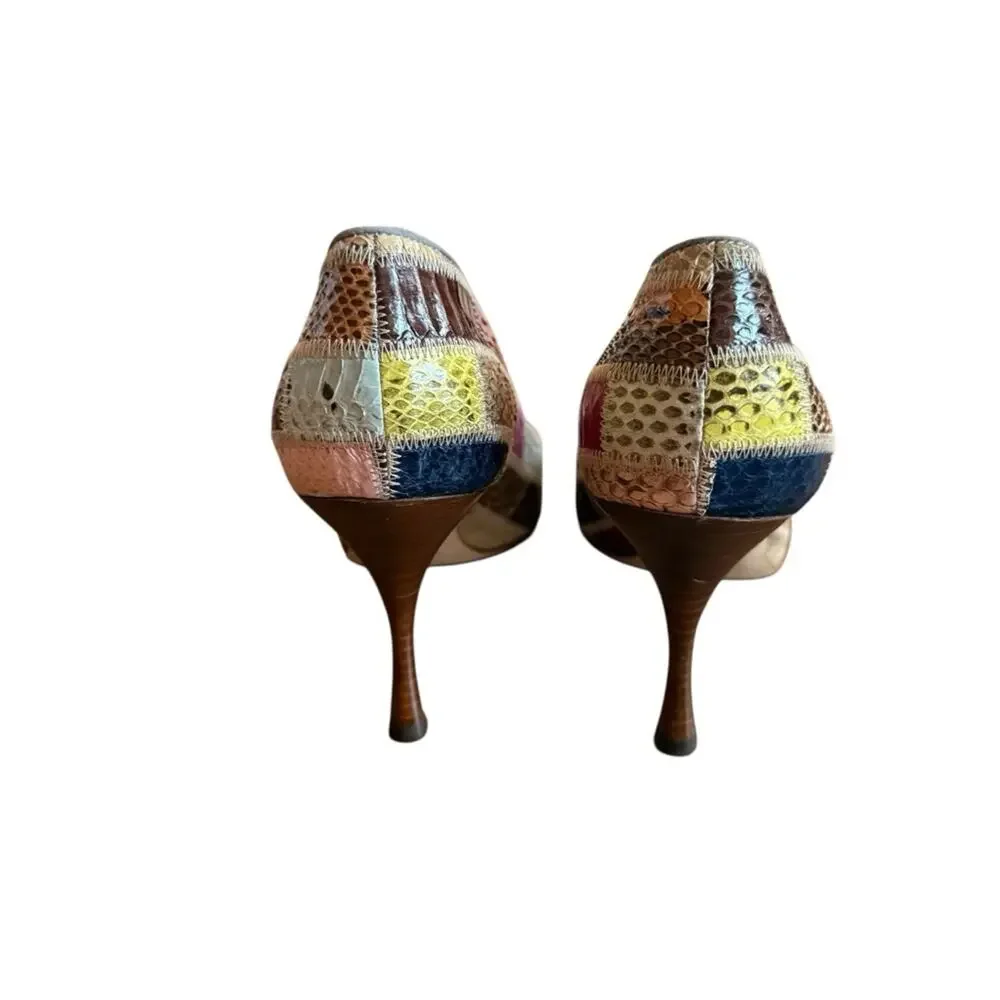 Dolce & Gabbana Python Snake Patchwork Pumps Stiletto Heel EU 37 US 7